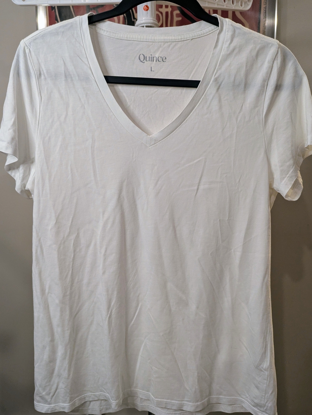 $12 Quince Women's Size L - Cotton Modal V-Neck Tee White Super Soft Basic EUC